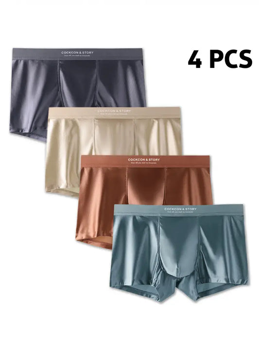 4 Boxers en Tela Sólida y Transpirable con Diseño Antideslizante portan solo  👇