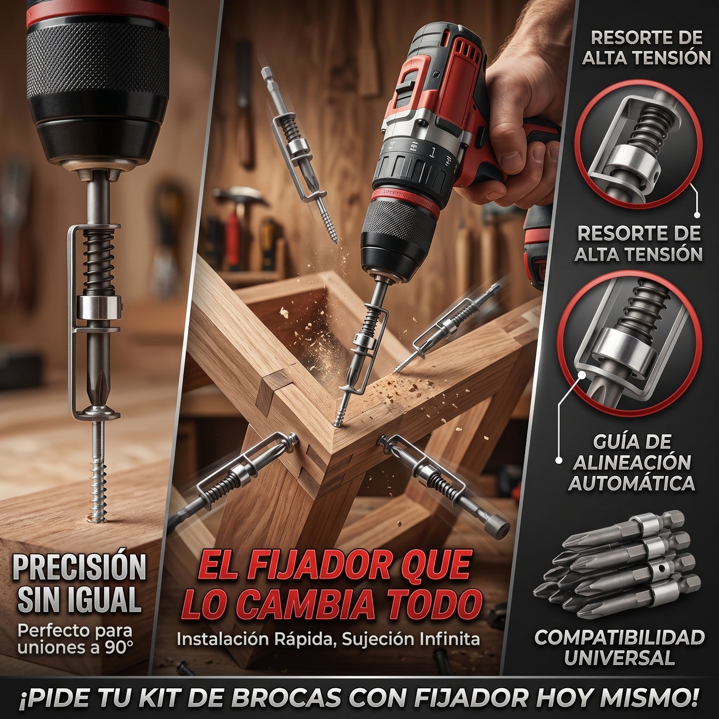 Broca con fijador de tornillos