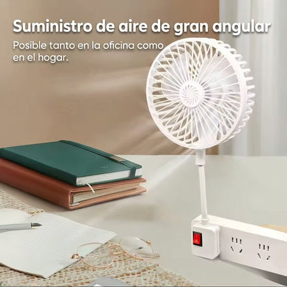 Ventilador de cuello de ganso y tomacorriente múltiple