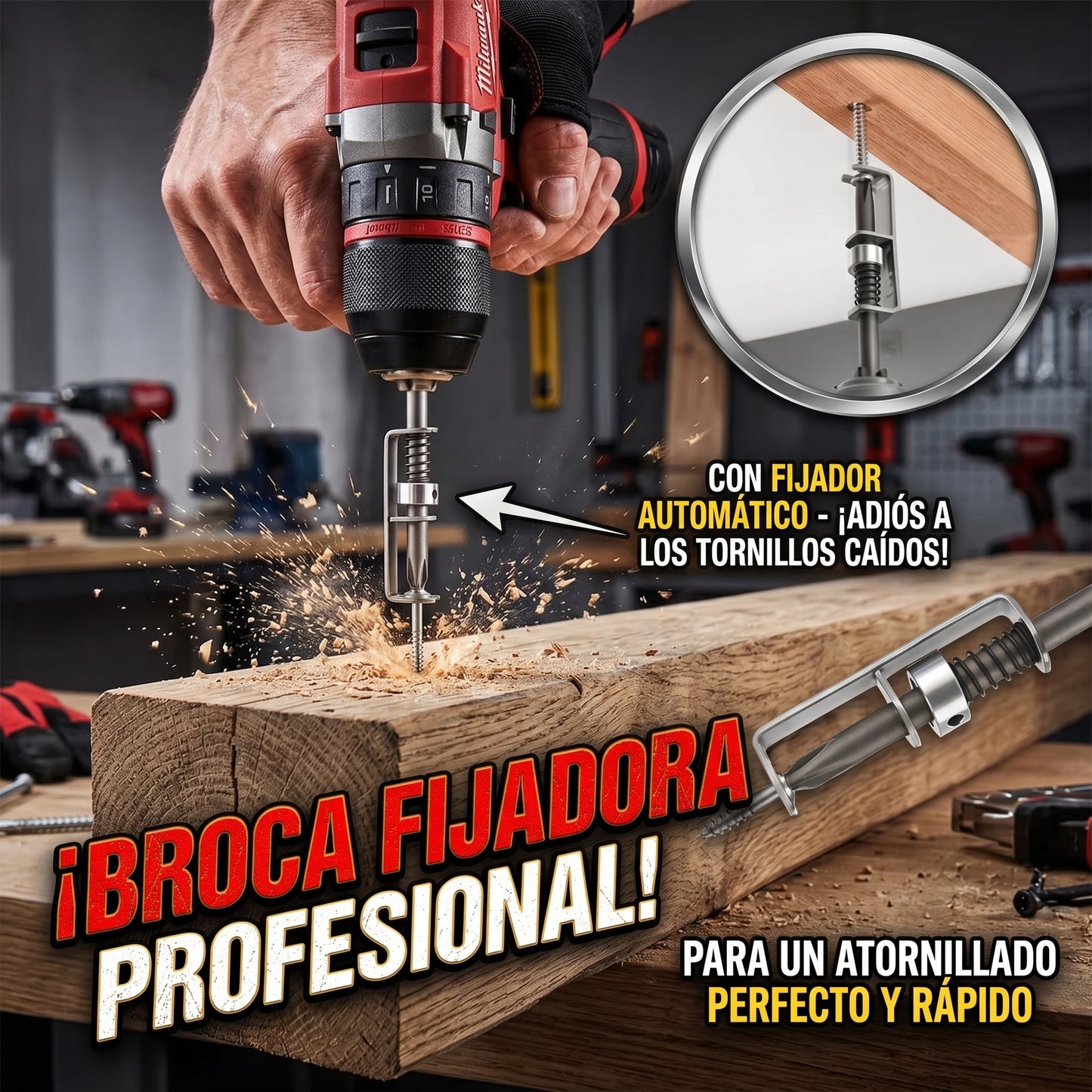 Broca con fijador de tornillos