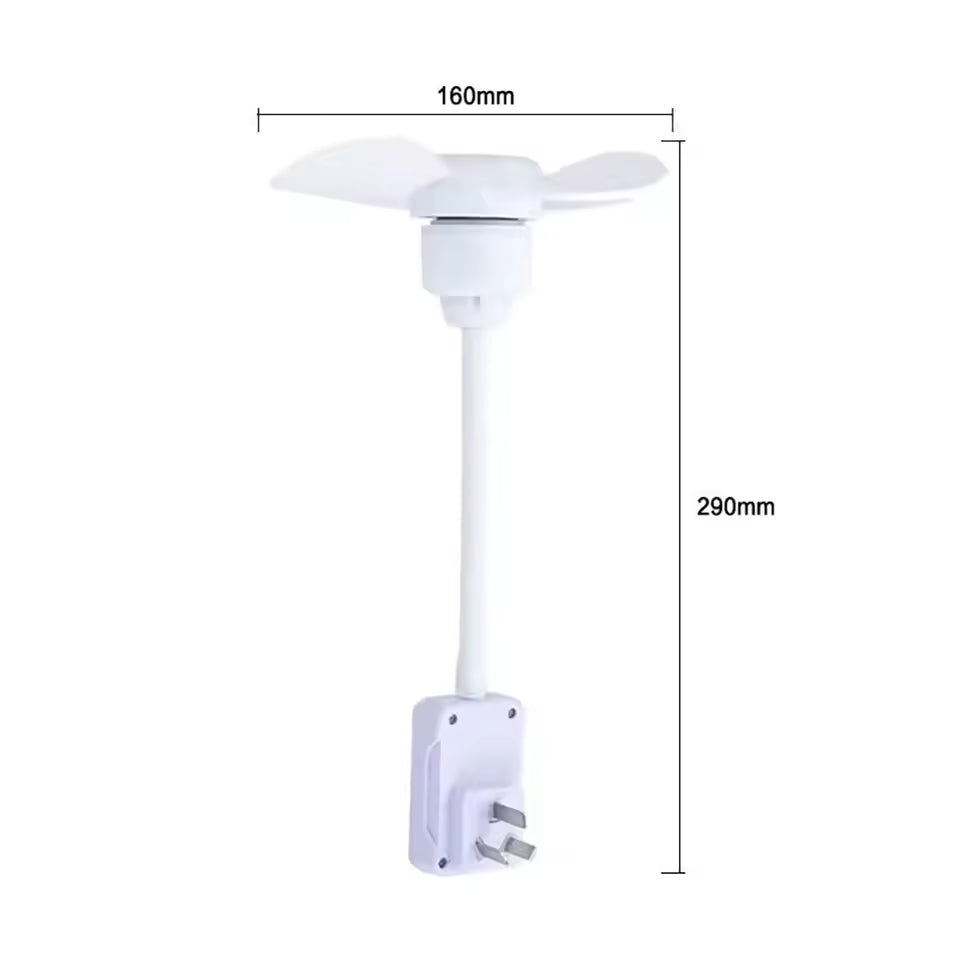Ventilador de cuello de ganso y tomacorriente múltiple