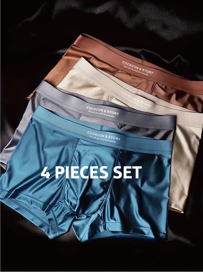 4 Boxers en Tela Sólida y Transpirable con Diseño Antideslizante portan solo  👇